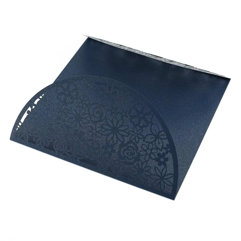  Foldable Invitation Card Cover Exquisite Hollow Out Bride Groom Printing Cover for Wedding Party Us - 33018423875