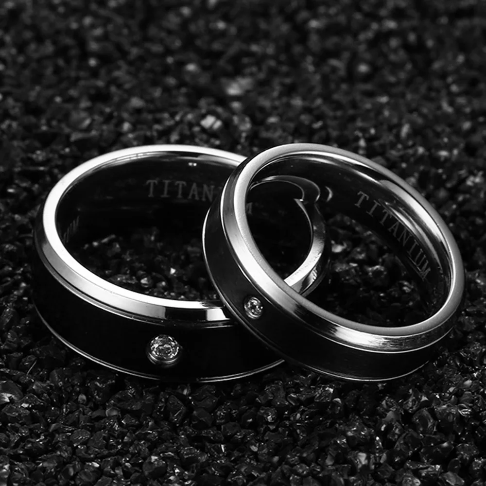 Женское мужское кольцо влюбленных качественное ружье титан с черным покрытием кольцо циркония обручальное кольцо большого размера 14 кольцо для женщин мужчин