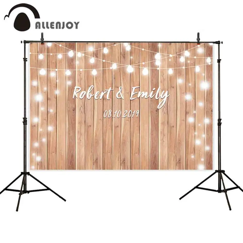 

Allenjoy backdrop for photographic studio vintage wood wedding glitter halo custom background photobooth photocall shoot