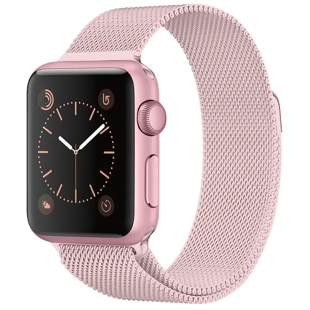 Ремешок для Apple Watch 38 мм 40 мм 42 мм 44 мм, Миланская Петля из нержавеющей стали, сетчатый Спортивный Браслет, магнитная застежка для iWatch серии 1/2/3/4 - Цвет ремешка: Pink