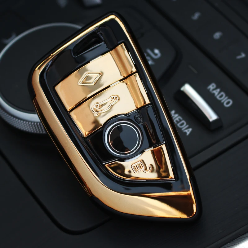AEING для BMW X5 F15 X6 F16 X1 525i M760Li 740li 730 ABS автомобильный Стильный чехол для ключей с брелоком для ключей - Название цвета: Golden