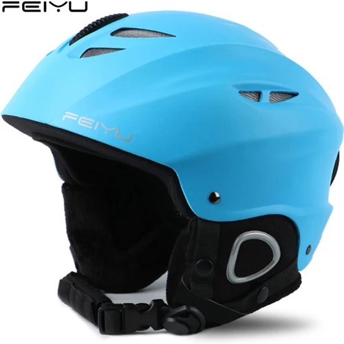 Фирменный черный лыжный шлем для мужчин/женщин/детей, зимний теплый шлем для сноуборда, Зимний шлем для снегохода, маска для катания на санках, мото лыжи, Спортивная безопасность - Цвет: matt blue