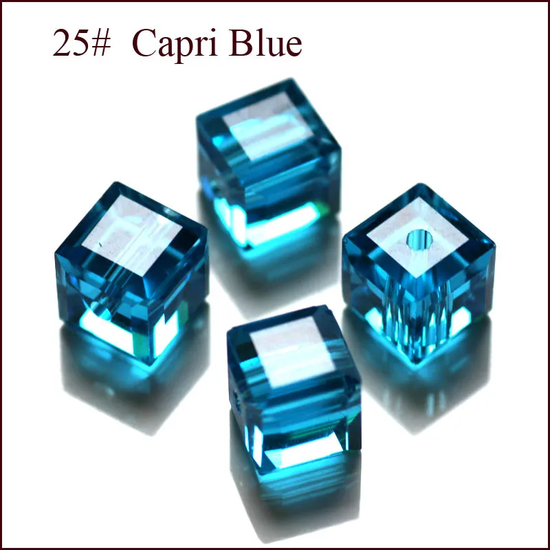 AAA9-B 2 общее количество одной коробке кубик с украшением в виде кристаллов Стекло свободные бусины в продаже у полоса 8 х 8 мм Многоцветный 17 Цвета AAA Класс - Цвет: capri blue