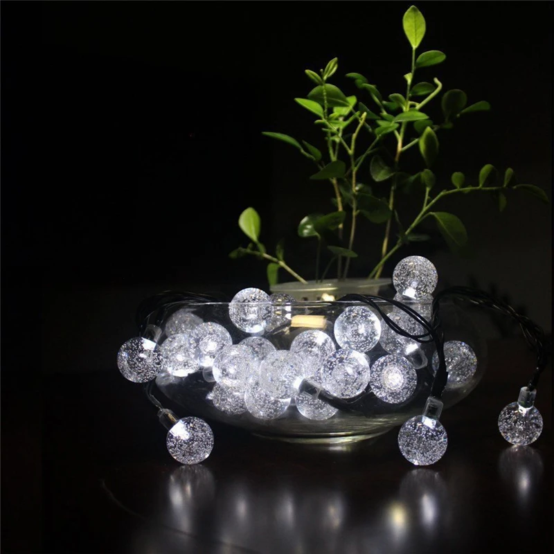 NEW 20/30/50 LED Crystal ball LED Solar Lamp Power LED String Fairy Lights Solar Garlands Garden Christmas Decor For Outdoor