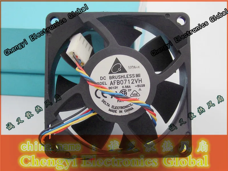 The original Delta 7cm7025 AFB0712VH 12V0.56A 70*70*25mm 4 pin PWM large flow double ball fan chassis cooling CPU cooling fan photo