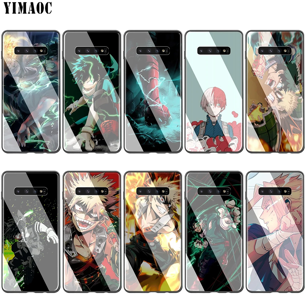 Стеклянный чехол Lavaza из ТПУ с аниме My Boku No Hero для Samsung Note 8 9 S7 S8 S9 S10 A10 A20 A30 A40 A50 A60 A70