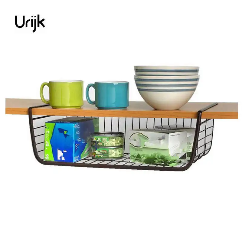

Urijk Creative Under Iron Shelf Wrap Rack Storage Organizer Basket Books Debris Clothing Storage Basket Kitchen Home Tools
