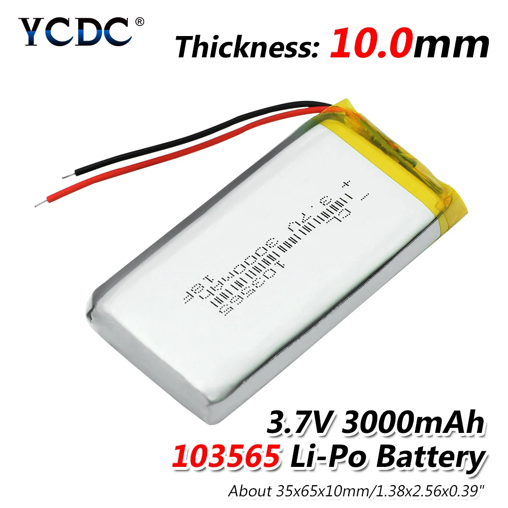 

1/2/4 Pcs 103565 Rechargeable 3.7v Volt Battery Li Po Polymer 3000mAh Cell Charging Battery Replace For DVD PAD PDA Solar Lamp