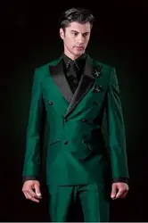 Новое поступление зеленый мужской костюм 2 шт. для мужчин костюмы с черным Нотч Slim Fit Жених Свадебные смокинги для женихов