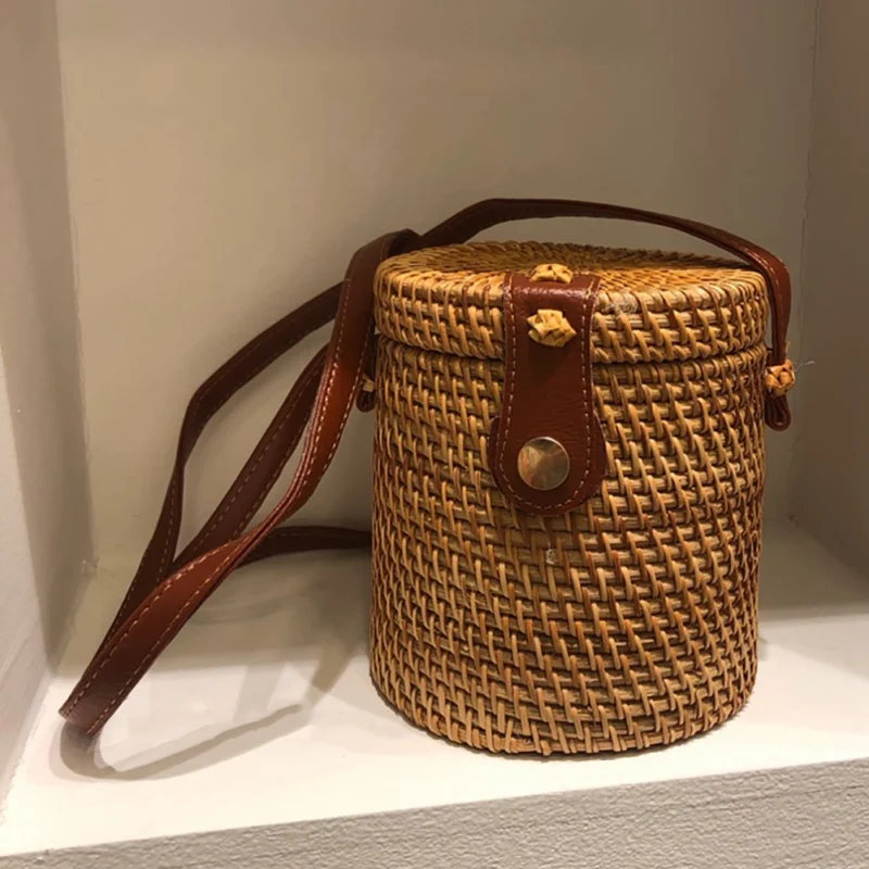 Многоцелевой женский соломенный мешок для хранения пляжные бамбуковые Наплечные сумки органайзер для косметики косметические сумки из ротанга