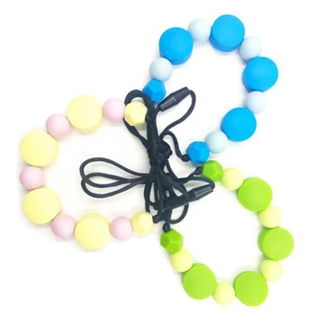 

Colorful Baby Teething Toy Silicone Training Baby Teethers Necklace Beads Pendant Necklace Chewing Toy Gifts Beads Pacifier Clip