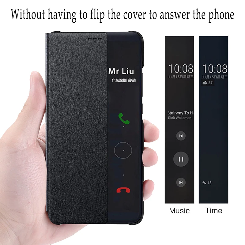 HUAWEI Mate 10 caso Original 100% espejo inteligente ventana cuero Flip caso Huawei Mate 10 Pro caso Mate10 cubierta Funda