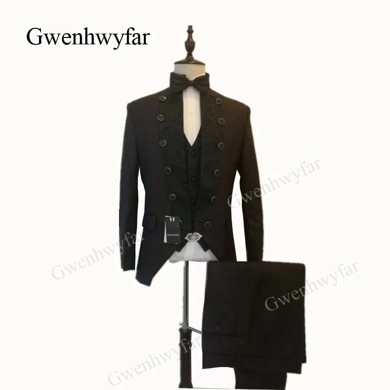 Clearance Gwenhwyfar Dark Brown Men Tuxedos Unique Patterns Lapel Blazer Pants Sets 2018 Wedding Groom Tuxedos Slim Fit Suit Groom Wear 7