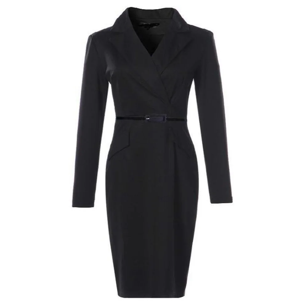 

Plus Size Women Black Blazer Dress Vestidos Elegant Long Sleeve Autumn Office Ladies Midi Party Bodycon Pencil Sheath Dresses