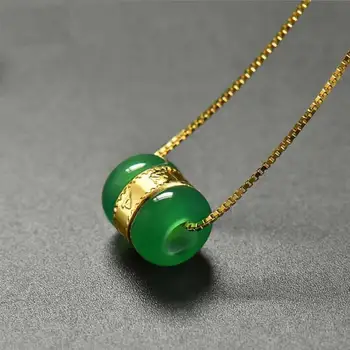 

100% Natural Green / Jadeite Round Circle Pendant gold inside loose pendant with certificate 1.3g New