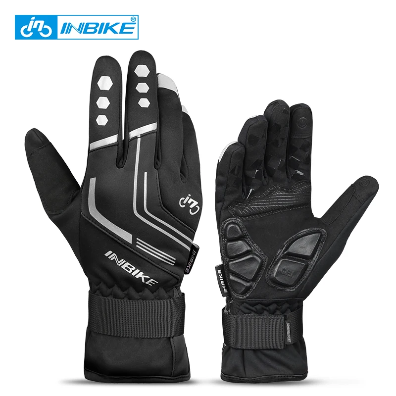 INBIKE 2018 Winter Cycling Gloves Gel Padded Thermal Full Finger Bike Bicycle Gloves Touch Screen Windproof Men's Gloves GW969R