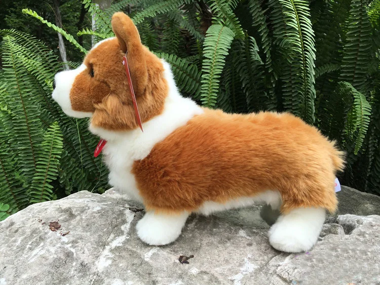 Lifelike versão ereta galês corgi pembroke brinquedos