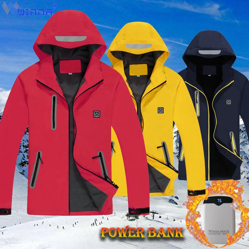 

Windproof Heating Jacket with Power Bank Thermal Hooded Jacket Winter Water-Resistant Outdoor Hiking Fishing Skiing Wind Break