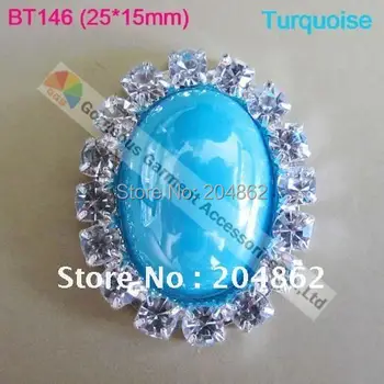 

20pcs 20X25mm Oval Flatback crystal rhinestone button with turquoise stones Sliver Set For DIY Garment Wedding Accessories