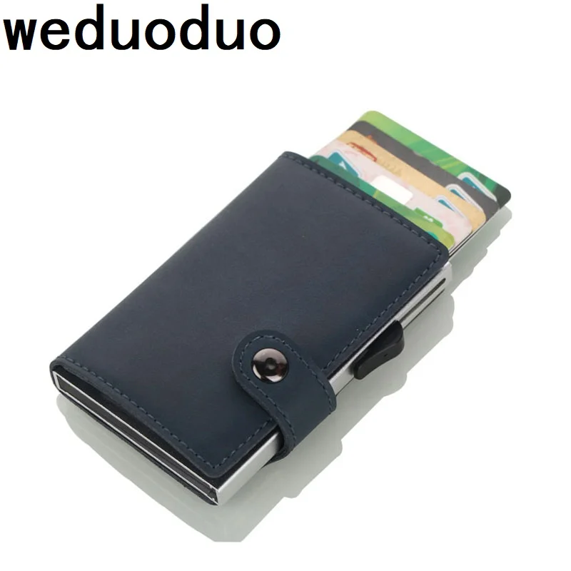 Weduoduo Новинка натуральная кожа металлический мужской держатель для Карт RFID алюминиевый модный кредитный держатель для карт с блокировкой RFID мини кошелек