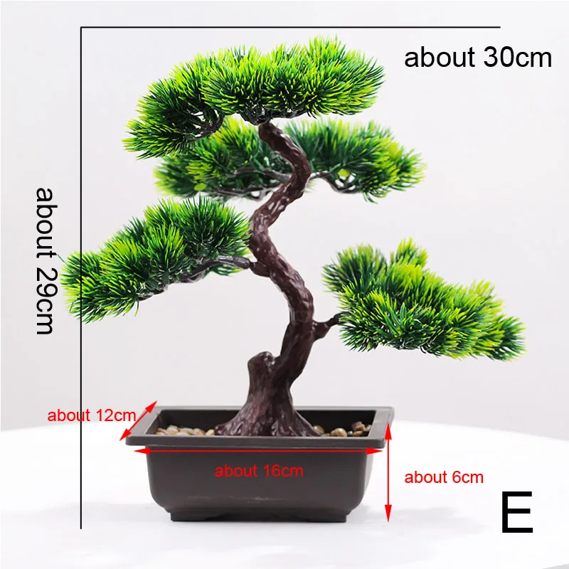 Моделирование украшения для бонсай поддельное дерево в горшках большие приветственные сосновые пластиковые поддельные растения в горшках моделирование сосны внутреннее украшение - Цвет: E