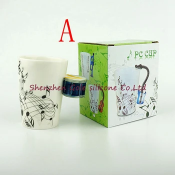 

60pcs/lot Creative Music Violin Style Guitar Ceramic Mug Coffee Tea Milk Stave Cups with Handle Coffee Mug Novelty Gifts