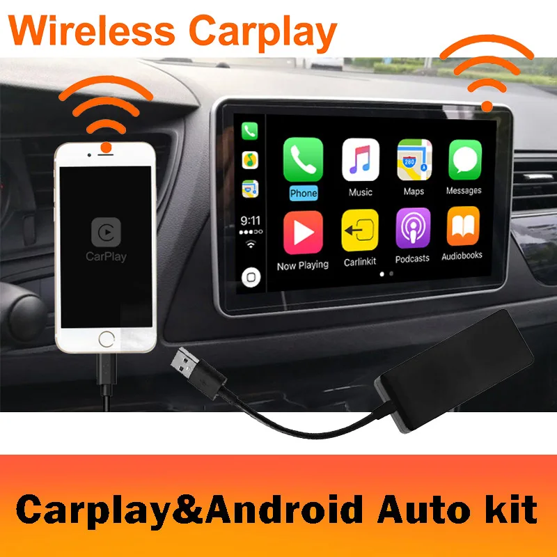 

2019 Wireless Car radio Apple CarPlay & Android Auto link USB DONGLE with Touch Screen Control for Android Navigation DVD System