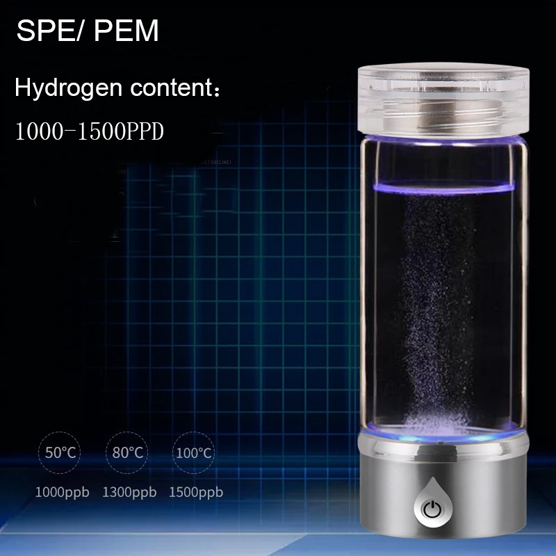 SPE/PEM водород богатый генератор бутылка с ионизатором воды Seperate H2 и O2 высокий чистый водород ПЭТ здоровый стаканчик 420 мл