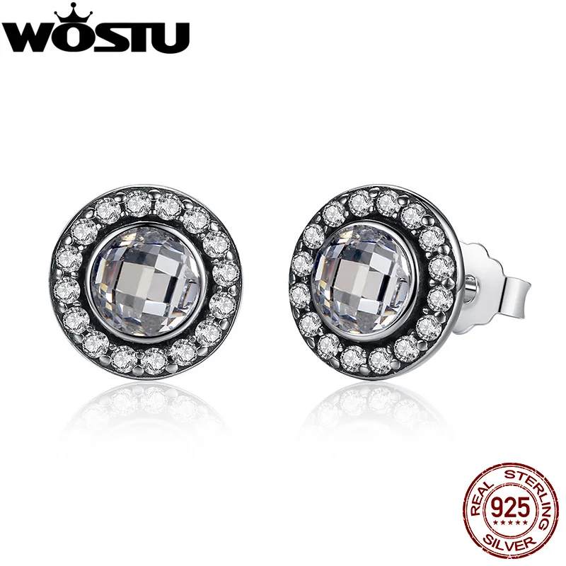 

Genuine 925 Sterling Silver Brilliant Legacy Stud Earrings With Clear CZ For Women Original Jewelry Authentic Gift XCHS422