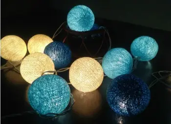 

Crisp Blue Cotton Ball lights String of Thailand Import Festival lighting Decorate Sitting room Festive/Party Supplies