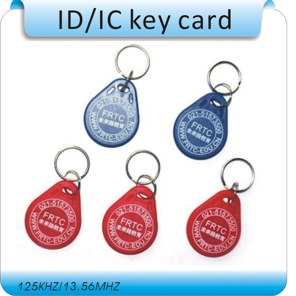 Free shipping 100pcs printing logo 3 125KHZ TK4100 RFID keyfob tags