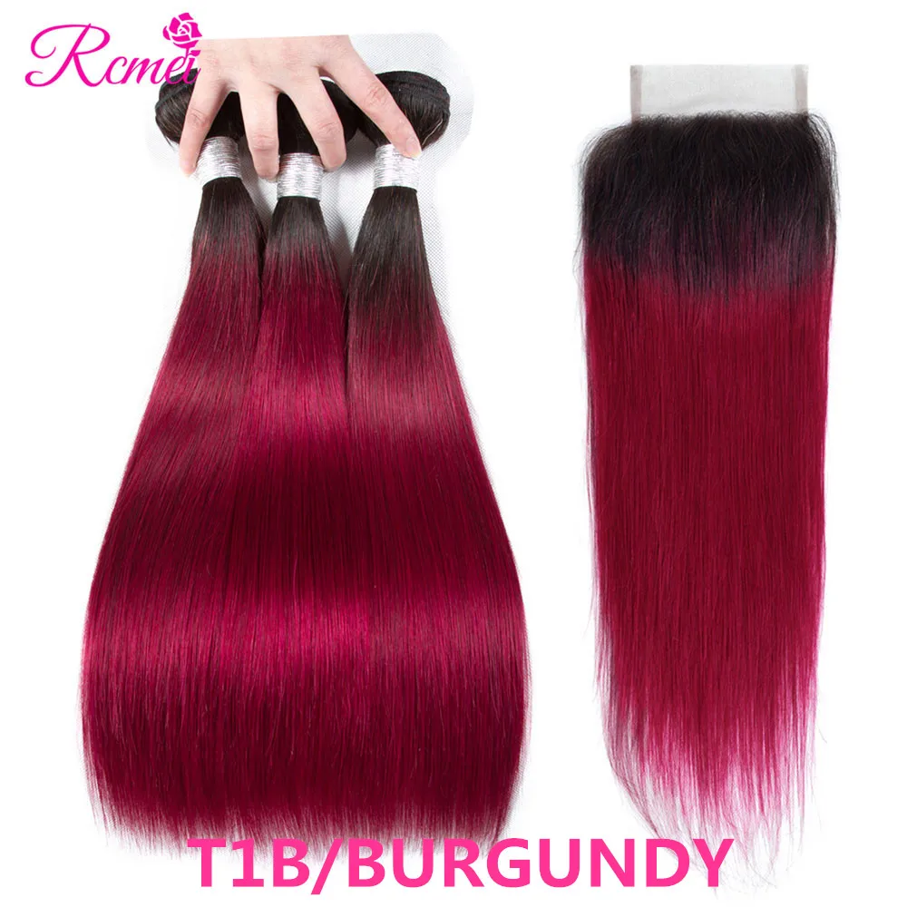 T1B Burgundy Bundles with closure