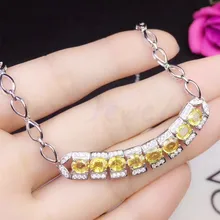 Натуральный сапфир браслет цепочка натуральный настоящий желтый сапфир серебро 925 пробы 0.6ct* 8 шт драгоценный камень# SB18101608