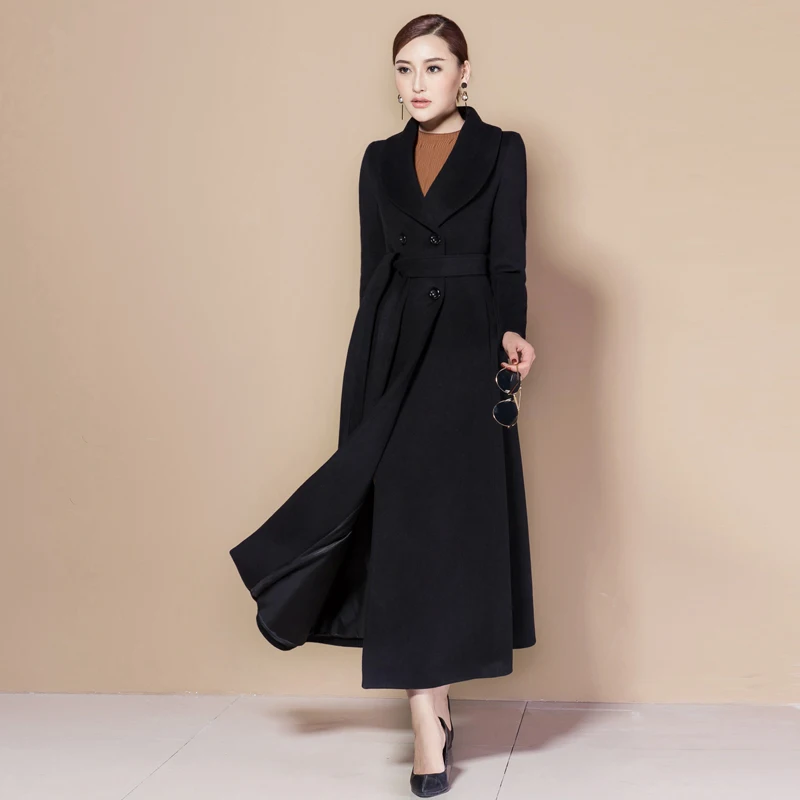 2018 Winter Coat Women Warm Wool Coat Long Women's Cashmere Coat