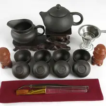 Всего 17 шт. кунг-фу Чай 150 мл Чай горшок+ фильтр+ 8 Чашки натуральная Керамика Посуда для напитков Исин чай горшок фиолетовый глина Dehua Чай комплект