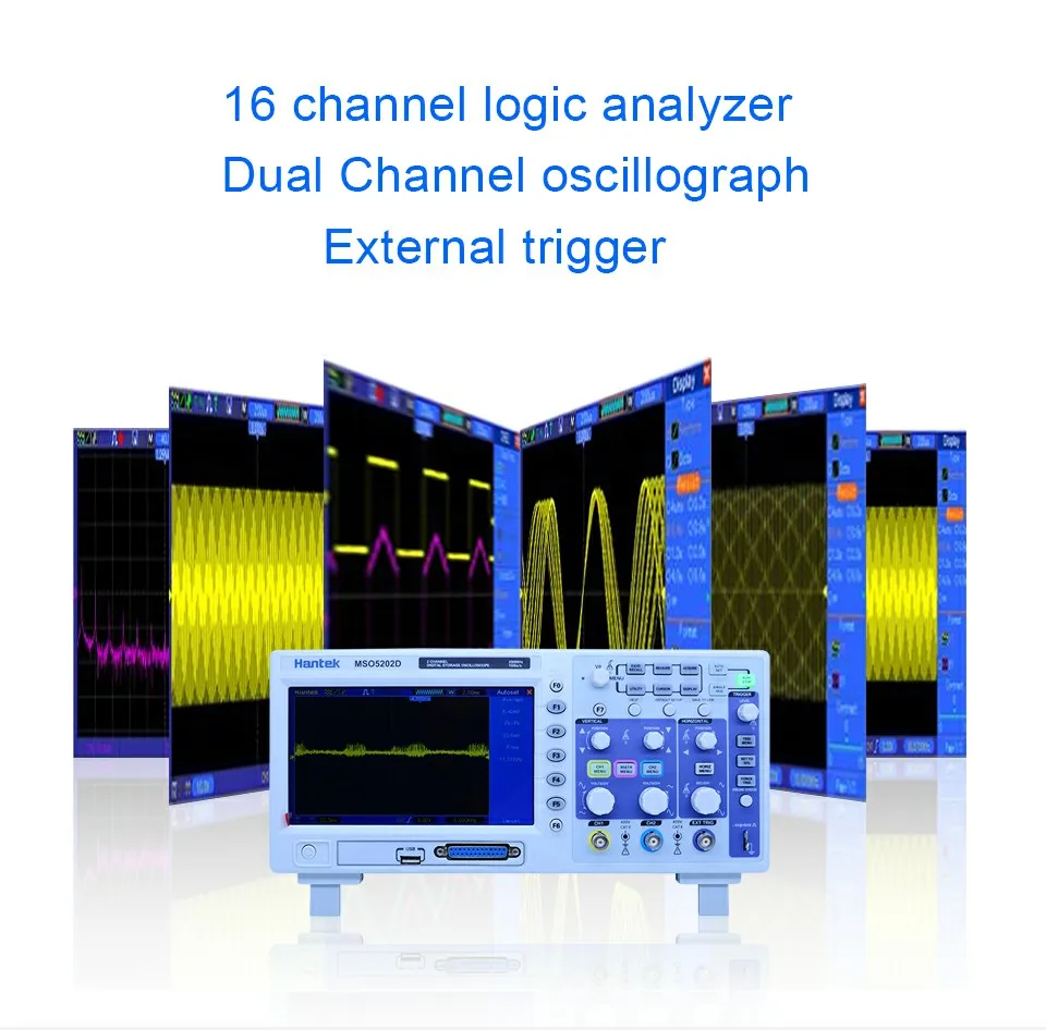 Hantek MSO5202D цифровой осциллограф 200 МГц 2 Каналы 1GSa/s 16 Каналы логический анализатор 2in1 USB 800x480
