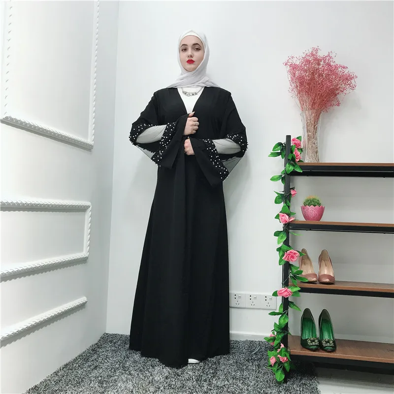 Рамадан черная абайя женское кимоно мусульманское хиджаб платье Jilbab Caftan Dubai