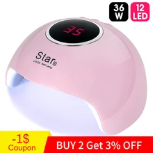 LELADY 36 Вт Светодиодный УФ-лампа для сушки ногтей мини-лампа для маникюра инфракрасное зондирование ЖК-дисплей сушка все Гель-лак для ногтей