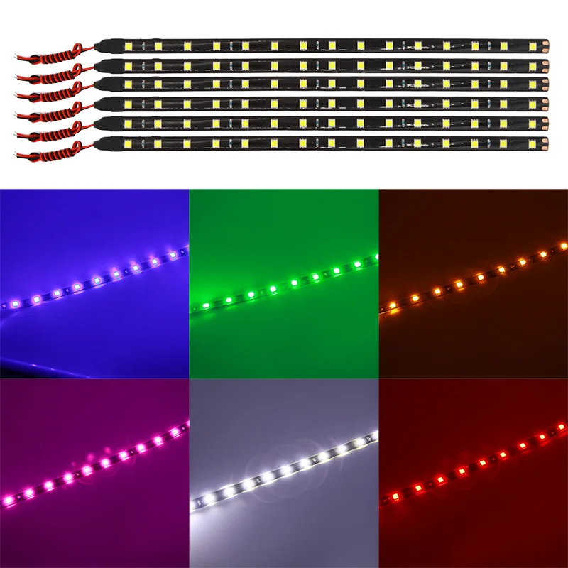 

4pcs 30cm Car Auto Decorative Lamp colorful LED Strip Lights 15 LED 5050 15 SMD Flexible Strip Light Tape Daytime Running Lamps