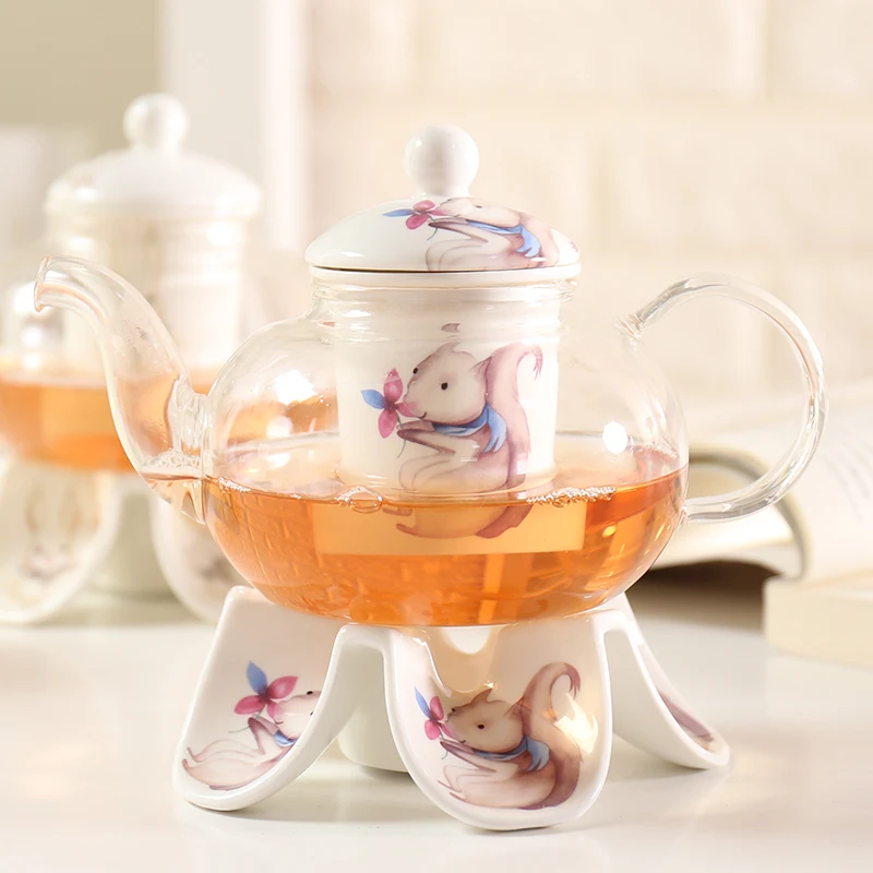 Прочный жаростойкий стеклянный Хрустальный чайный горшок, ароматизированный чайный подогреватель, свечной обогреватель, керамическая основа - Цвет: see chart1