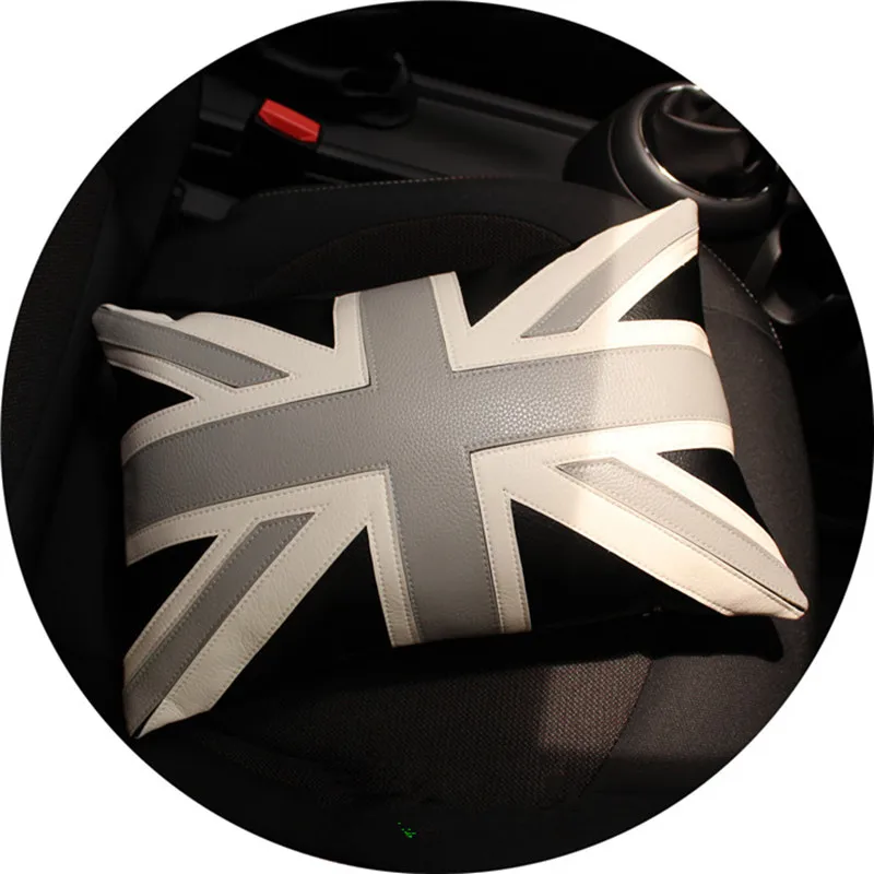 1pc car black union jack seat lumbar support back pillow for mini