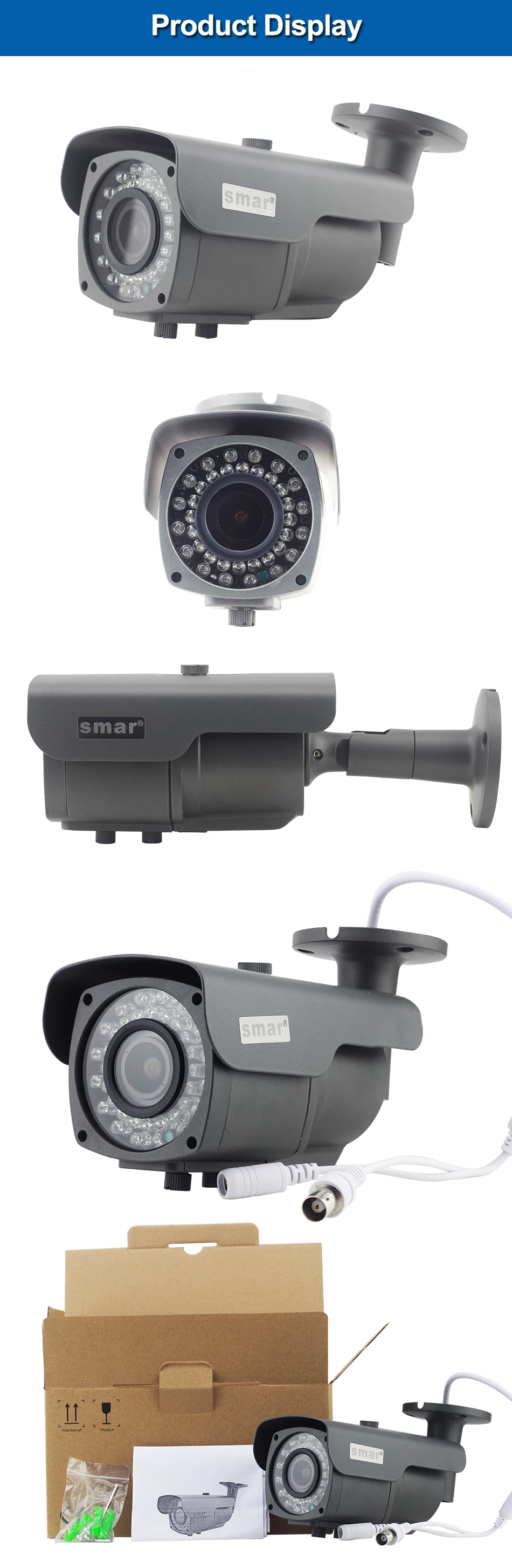 Smcctv AHD камера SONY IMX323 сенсор 1080P зум 2,8-12 мм объектив наблюдения 2.0mp Ночное Видение безопасности Видео AHD камера