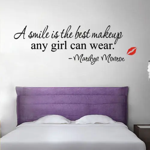 Quote-A-smile-is-the-best-makeup-DIY-Wall-Sticker-Removable-Home-Room-Decor-PVC