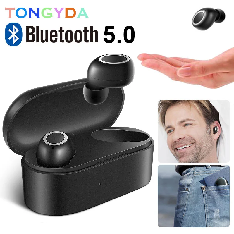 

Bluetooth Earphone 5.0 Mini TWS Wireless Headset with mic Touch Control Sport Earphone Stereo Cordless Earbuds with Charging box