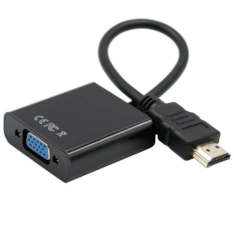 HDMI в VGA адаптер мужской в Famale конвертер адаптер 1080P цифро-аналоговый видео аудио для ПК ноутбук планшет HDMI VGA адаптер - Цвет: Черный