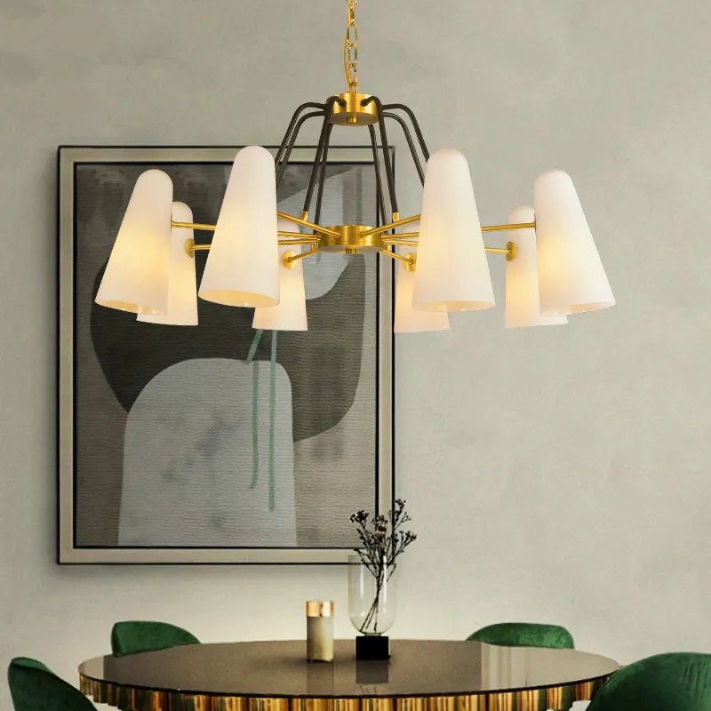 

American Luxury Copper Body E14 Lustre Led Chandelier Living Room Luminaria Lighting Fixtures Chandelier Lamparas Hang Lamp
