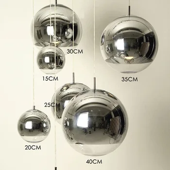 

Chrome Gold Copper Electroplating Glass Ball Pendant Light Spherical Suspension Lighting Fixture for Bar Restaurant Cafe Hallway
