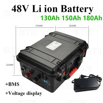 

48V 150Ah 130Ah 180Ah Lithium li ion rechargeable battery for RV Marine golf cart boat solar power storage+10A Charger