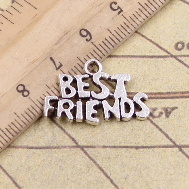 20 шт. Подвески Best Friends 24x16 мм античные бронзовые Серебристые для изготовления