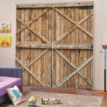 

203x213cm Wooden Case 3D Digital Print Curtains for Living Room BedroomDecoration Modern Sheer Kitchen Drapes Home Decor AP12